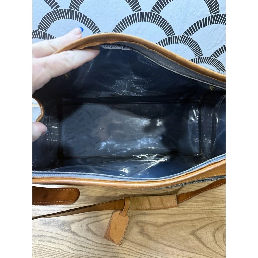 Hartmann Vintage Blue Tweed and Belting Leather Briefcase Laptop Bag Academia